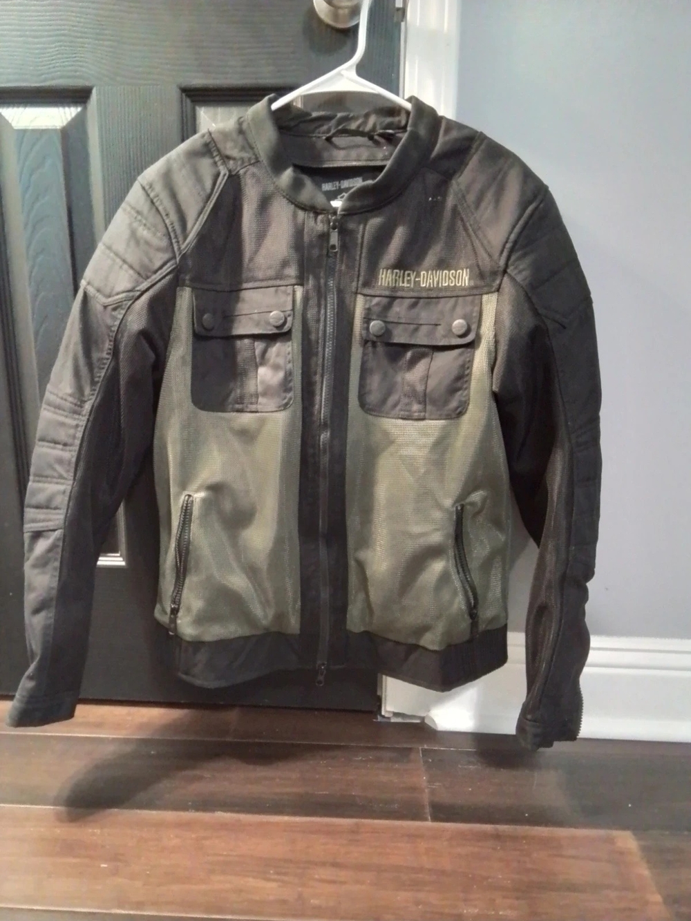 Harley-Davidson Black and Olive Two-Tone Bomber Jacket